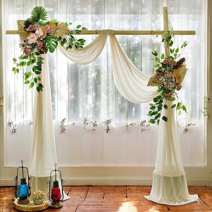 MDS Halloween Chiffon Draping Fabric - 2 Panel, 30" Wide x 75ft Long - Sheer Spooky Arbor & Canopy Drapery for Haunted House Backdrops, Party Ceilings, DIY Costumes & Themed Events - Champagne Gold