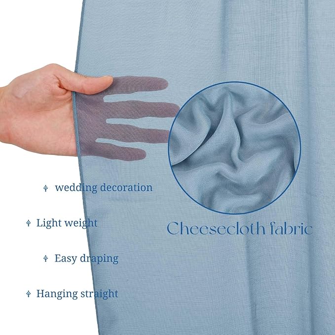 6 Panels Dusty Blue Ceiling Drapes for Wedding, 5ftx40ft Ceiling Drapes Cheesecloth Sheer Fabric Curtain Wedding Arch Draping Fabric Romantic Ceilings Decorations for Weddings Party Ceremony Stage