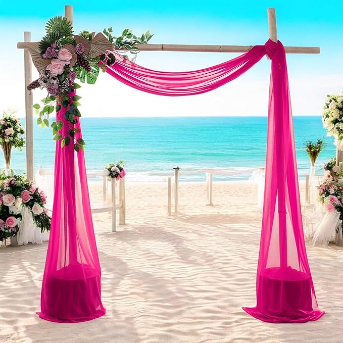 MDS Halloween Chiffon Draping Fabric - 1 Panel, 30" Wide x 30ft Long - Sheer Spooky Arbor & Canopy Drapery for Haunted House Backdrops, Party Ceilings, DIY Costumes & Themed Events - Hot Pink