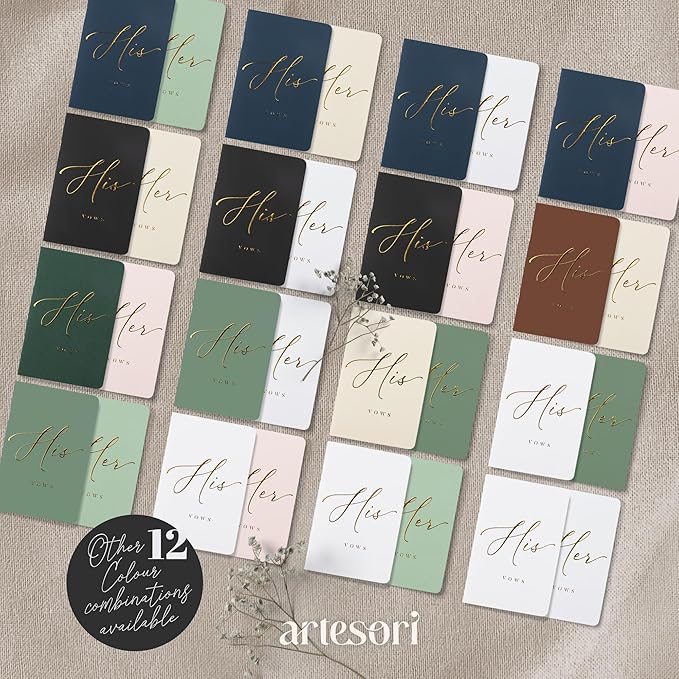 ARTESORI Premium Wedding Vow Book for Her & Him, Soft Touch, Gold Foil, 28 Lined Pages, Wedding Vow Books His and Hers, Wedding Essentials, Wedding Registry Ideas, His and Hers Gifts [White & Navy]