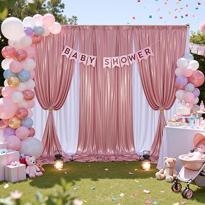 30ftx10ft Rose Gold Sequin Backdrop Curtain Panels for Parties, Wrinkle Free Glitter Photo Backdrop Drapes 6 Panels 5x10FT Shimmer Back Drop Cloth for Wedding Birthday Christmas Photography Background