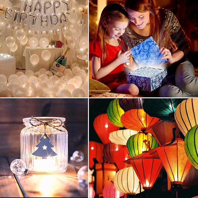 Aogist 100pcs Green Mini Lights with Hook,Long Standby Time Waterproof LED Balloon Light,Battery Powered,Ball Lamp for Balloon Paper Lantern Birthday Party Christmas Halloween (Matching Tag Rope)