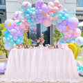 QueenDream Iridescent Mermaid Themed Party Decorations: 90x90 Inch Sequin Table Cloths White Birthday Tablecloth Glitter Fabric Overlay