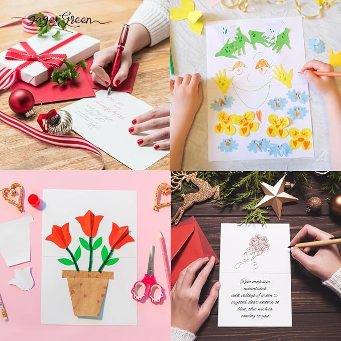 50 Pack 5x7 Birthday Cards, White Blank Happy Birthday Cards Bulk, Thick Folded Heavy Card Stock Paper for Greeting Cards, Thank You Notes, Envelopes, Card Making Supplies (Cards Only)