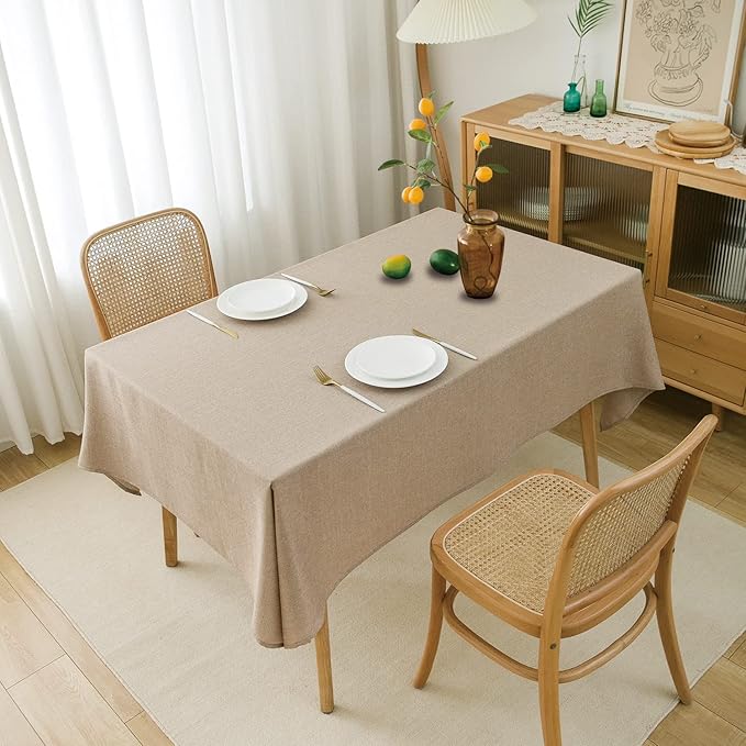 NLMUVW Linen Tablecloth 84 Inch for Rectangle, Burlap Textured Table Cloth Water Resistant Farmhouse Rustic Table Cover for Kitchen Dining Coffee, 54 x 84 Inch
