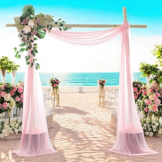 MDS Halloween Chiffon Draping Fabric - 1 Panel, 30" Wide x 40ft Long - Sheer Spooky Arbor & Canopy Drapery for Haunted House Backdrops, Party Ceilings, DIY Costumes & Themed Events - Blush Pink