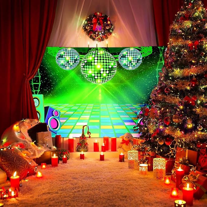Dance Party Backdrop Retro 80s 90s Theme Stage Dance Ball Music Birthday Party Decoration DJ Photography Background 12 x 10 ft for Baby Shower Picture Photo Shoot Polyester Fabric,Purple