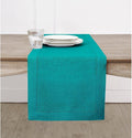 Solino Home Linen Table Runner 120 Inches Long - 100% Pure Linen Teal Table Runner 14 x 120 Inch for Fall, Autumn, Thanksgiving, Christmas - Classic Hemstitch