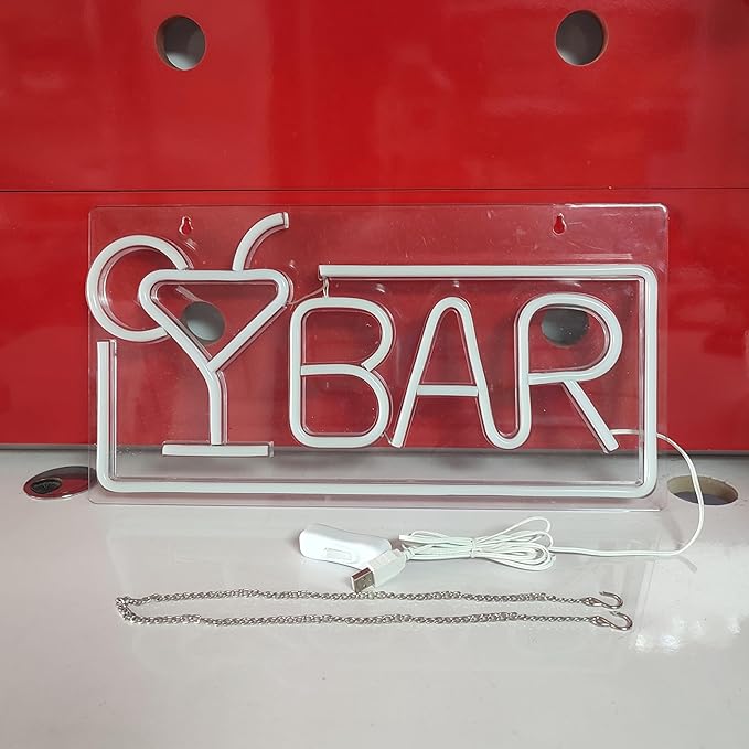 JYWJ BAR Neon Sign,USB Interface With Switch,Decorations For Bedroom,Bars,Commercial Venues,And Various Holiday Parties BAR Neon Light (Pink+White)