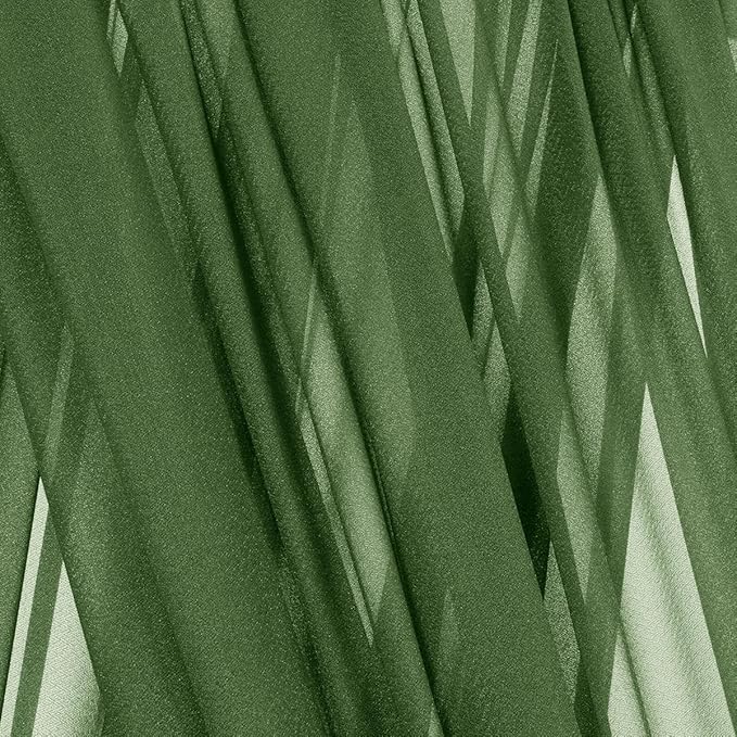 Olive Green Fall Elegant Arch Draping Fabric 2 Panels Outdoor 29" × 20Ft Sheer Chiffon Curtain Drapes for Wedding Ceremony Birthday Party Garden Brunch