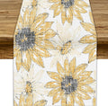 Chrysanthemum Vintage Floral Table Runner, Elegant Grunge Orange Sunflower Spring Summer Elegant Pattern Artichokes Flower Table Runner for Party Kitchen Dining Living Room Decor, 13x108 Inch