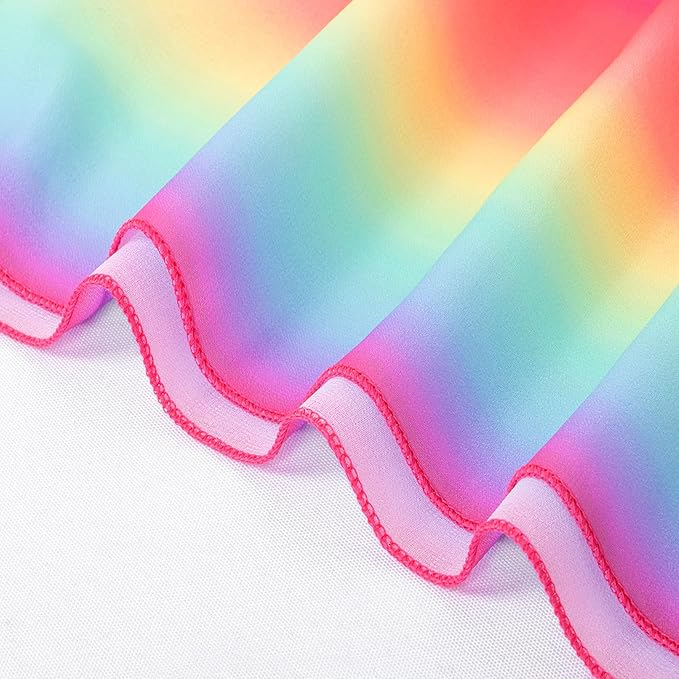 DUOBAO Rainbow Chiffon Wedding Ceiling 10FT Length Photo Background Curtain Decorations with Rod Pocket for Banquet Room Weddings Ceremony Graduation Prom, W 5' x L 10'-6 Panels Bright Rainbow
