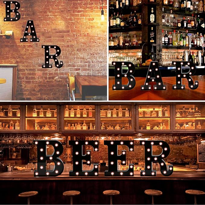 OYCBUZO Light Up Black Alphabet Marquee Letters Sign LED Marquee Number Lights Sign for Night Light Home Bar Christmas Lamp Birthday Party Wedding Decoration K