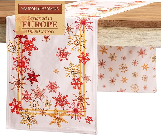 Maison d' Hermine Table Runner 100% Cotton Double Layer Table Runners 108 inches Long Decorative for Home Kitchen Dining Party Baby Shower Wedding Bridal Shower (Crystal Star, 14.50" x 108")