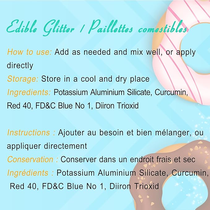 Edible Glitter Paint - 6 Colors Food Grade Metallic Glitter Cake Paint for Cake Decorating, Baking, Cupcakes, Cookies - Shimmer Art Decorative Liquid Edible Paint Food Coloring for Fondant, Donuts
