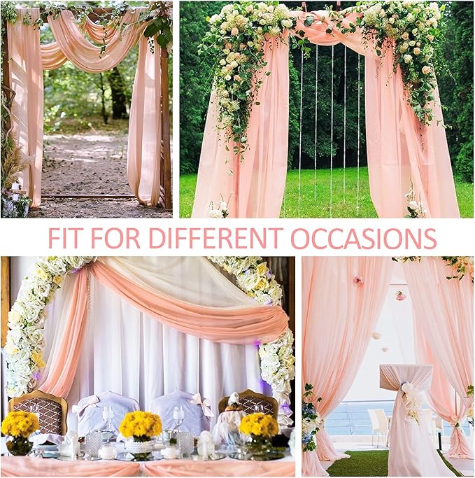 Blush Wedding Arch Draping Fabric Sheer Arch Drapes Backdrop Curtain for Ceremony Party Wedding Decor 19Ft Length x 28" Width 1 Panel