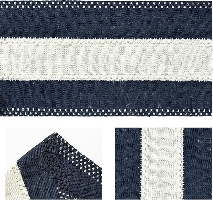 Artoid Mode Dark Blue Farmhouse Rustic Table Runner, Seasonal Hollow Kitchen Dining Table Decoration for Home Party Decor 12x48 Inch
