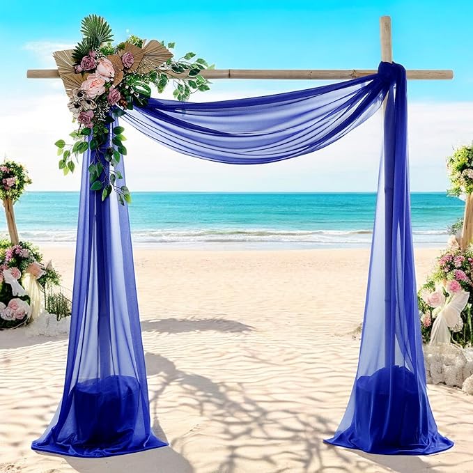 MDS Halloween Chiffon Draping Fabric - 1 Panel, 30" Wide x 40ft Long - Sheer Spooky Arbor & Canopy Drapery for Haunted House Backdrops, Party Ceilings, DIY Costumes & Themed Events - Royal Blue