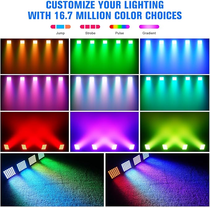 Rechargeable Par Can Lights, 72W RGB 5200mAh Uplights Battery Powered Stage Light, Wireless DJ Lights Sound Activated with Remote & DMX Control for Festivals, Weddings, Bars, Churches, DJ (8 Packs)