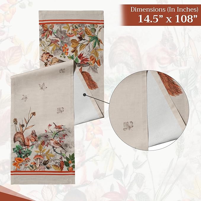 Maison d' Hermine Table Runner 100% Cotton Single Layer Table Runners 108 inches Long for Thanksgiving Christmas Decorations Home Kitchen Dining Party Wedding (Recolte, 14.5" x 108")