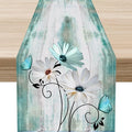 Farmhouse Table Runner, Rustic Wood Plank Spring Daisy Flower Retro Wooden Country Table Center Decor for Home Kitchen Dining Patio Holiday Party Indoor Outdoor Table Decorations, 13"x108" Inch
