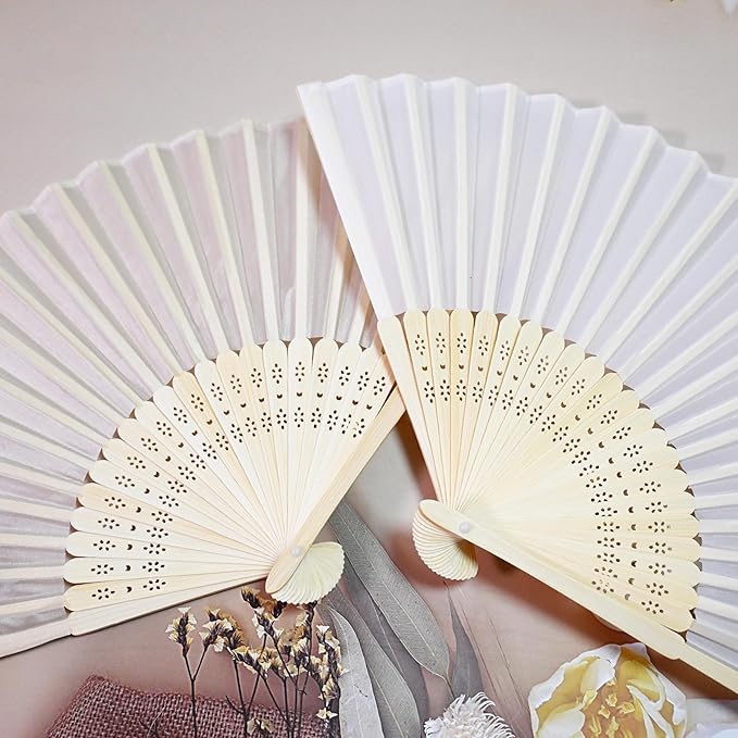 Personalized 15 Pcs White/Pink/Purple Silk-Bamboo Folding Hand Fans, Custom Engraved Wedding/Baby Shower Party Favors, Elegant & Lightweight, Foldable & Reusable