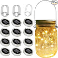 SunKite Solar Mason Jar Lights(NO Jars), 12 Pack 30 LED Waterproof Fairy Firefly Jar Lids String Lights with Hangers, Patio Yard Garden Wedding Decoration - Warm White