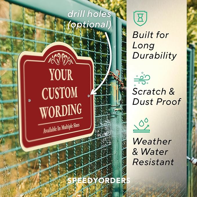 Custom Decorative Metal Sign 'Design 1 Red Brick' 14x10 In - Personalized Aluminum Driveway Sign, Waterproof, Made In USA