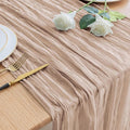 Asee'm Cheesecloth Table Runner 120 Inches Long Nude Pink Boho Gauze Cheese Cloth Runner 10FT Rustic Sheer Fall Table Runners for Thanksgiving Christmas Wedding Party Baby Shower Decoration