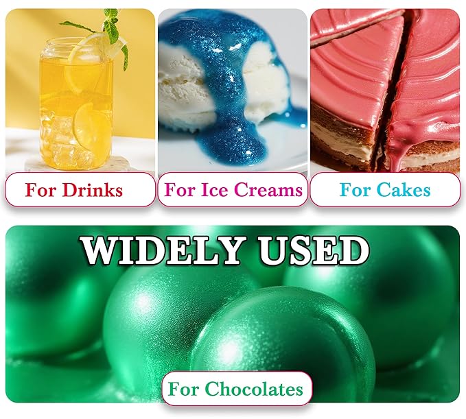 Edible Silver Glitter Paint - 2 fl.oz / 60ml Food Safe Edible Paint for Cake Decorating, Chocolate, Cocktail, Cupcakes - Silver Edibles Glitter Liquid Luster Dust for Halloween Candy, Drinks, Baking