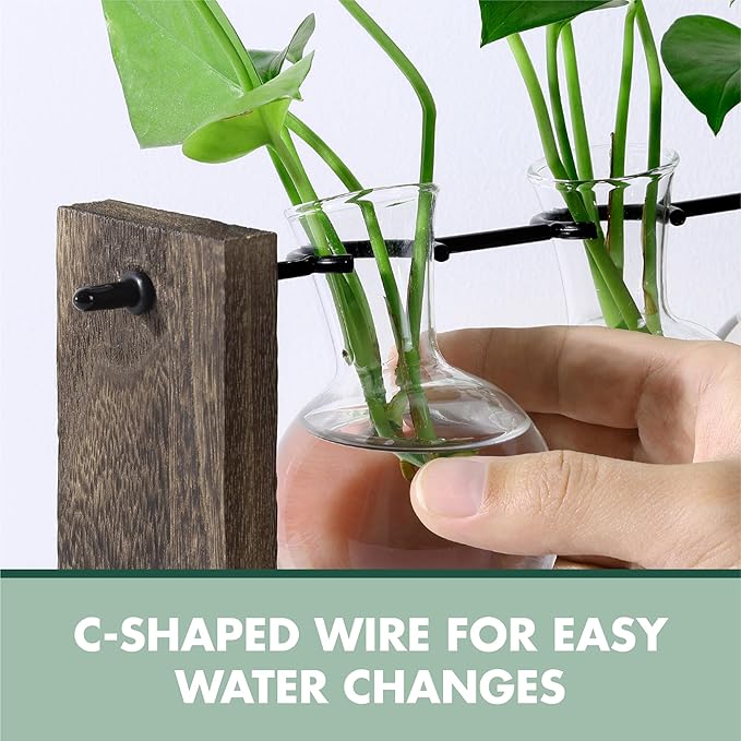 Garden Republic Plant Propagation Station, Wooden Stand with Propagation Tubes, Hanging Plant Glass Tubes Station, Elegant Home Decor, Easy Water Changes, Bamboo Color