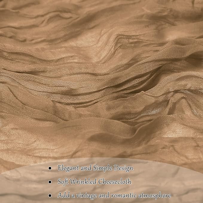 10-Pack Khaki Cheesecloth Table Runners – 10FT (35x120 Inch) Boho Rustic Gauze Fabric Cheese Cloth Table Runner for Weddings, Baby Showers, Bridal Shower, Farmhouse & Birthday Party Decor