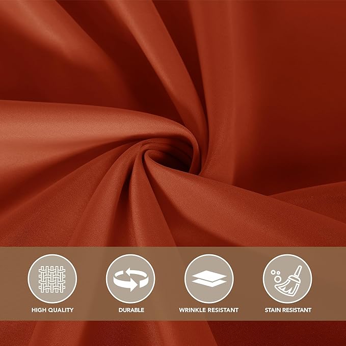 sancua Thanksgiving Square Tablecloths 85x85 Inch Rust, 2 Pack Fabric Fall Table Cloth for Square or Round Tables, Burnt Orange Washable Polyester Table Cover for Dinner, Holiday Party, Display Tables