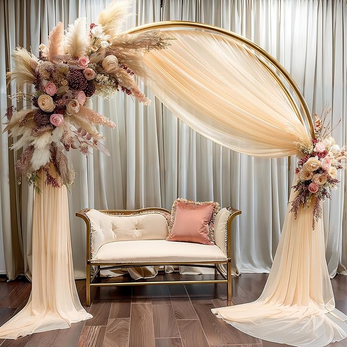 Champagne Wedding Arch Draping Fabric 2 Panels 30'' x 20FT Champagne Drapes Sheer Fabric Backdrop Arch Draping Fabrics for Wedding Ceremony Birthday Party Bridal Shower Decoration