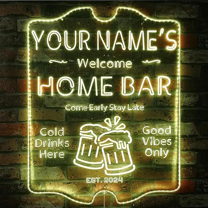 ADVPRO Personalized Your Name Home Bar RGB Dynamic Glam LED Sign - Cut-to-Edge Shape - Smart 3D Decoration - Multicolor Signage st06s64-fnd-p11-tm-c