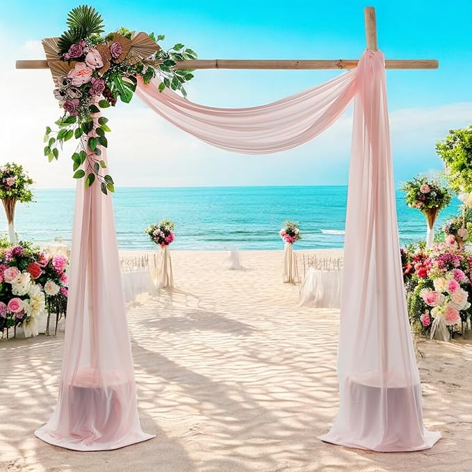 MDS Halloween Chiffon Draping Fabric - 1 Panel, 30" Wide x 20ft Long - Sheer Spooky Arbor & Canopy Drapery for Haunted House Backdrops, Party Ceilings, DIY Costumes & Themed Events - Dusty Rose