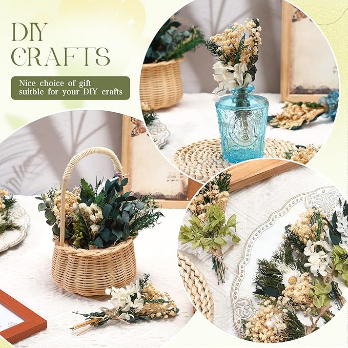 Layhit 12 Pack Boho Dried Flower Bouquet Mini Wedding Handmade Dry Flowers Decor for Vase Crafts DIY Photo Boutonniere for Men Floral Plant for Bridesmaid Gift Birthday Decor