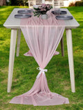 MDS 2 Pack 10ft Chiffon Table Runner 29 x 120 Inches Sheer Wedding Runner Romantic Rustic Table Runner for Wedding Decorations, Birthday Parties, Bridal Shower Party Arch Decor - Blush Pink
