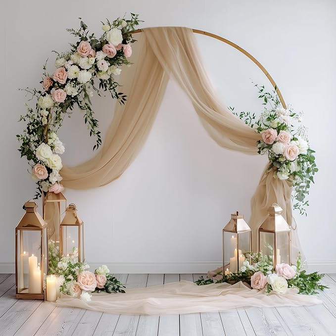 Wedding Arch Draping Fabric 2 Panels 28.7" x 20FT Nude Sheer Chiffon Backdrop Drapes for Wedding Ceremony Birthday Party Bridal Shower Outdoor Decoration