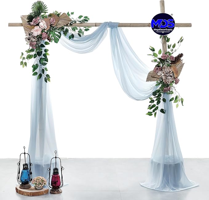 MDS Halloween Chiffon Draping Fabric - 1 Panel, 30" Wide x 75ft Long - Sheer Spooky Arbor & Canopy Drapery for Haunted House Backdrops, Party Ceilings, DIY Costumes & Themed Events - Baby Blue