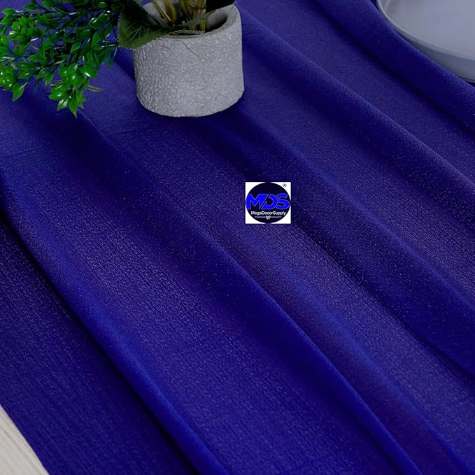 MDS Halloween Chiffon Table Runner - 10 Pack, 29 x 170 Inches, 14ft Each - Sheer Spooky Table Runners for Haunted House Parties, Trick-or-Treat Tables, Witchy Décor, Wedding & Events - Royal Blue