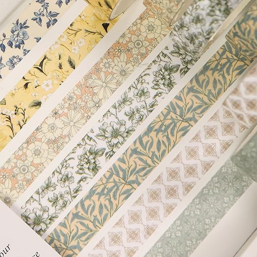 YUBBAEX 60 Rolls Value Washi Tape Pack Retro Arts Masking Tape Basic Patterns Decorative for DIY Crafts, Bullet Journal Supplies, Planners, Scrapbook, Card/Gift Wrapping (Retro Baroque)