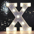 Pooqla Light Up Letters, LED Marquee Letters for Silver Birthday Decorations, Battery Powered Night Light Teenager Girl Room Decor, Gift for Girls Boys Wedding Bedroom Christmas Party Decor, Letter X