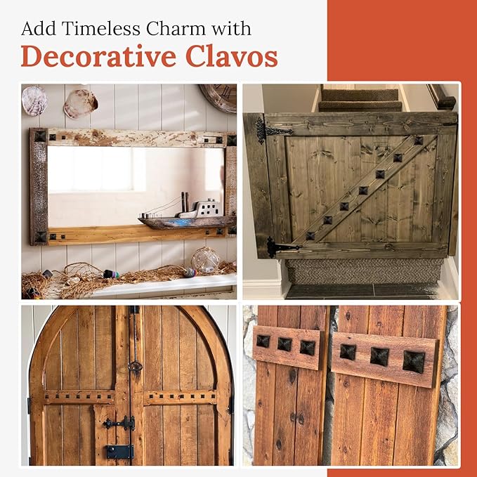 100 Pack 2" Square Head Iron Clavos Decorative Nails – Sealed Unfinished – Handmade Rustic Square Fasteners for Farmhouse Shutter, Barn Door, Shutters, and Gates – Ornamental Wood Accent