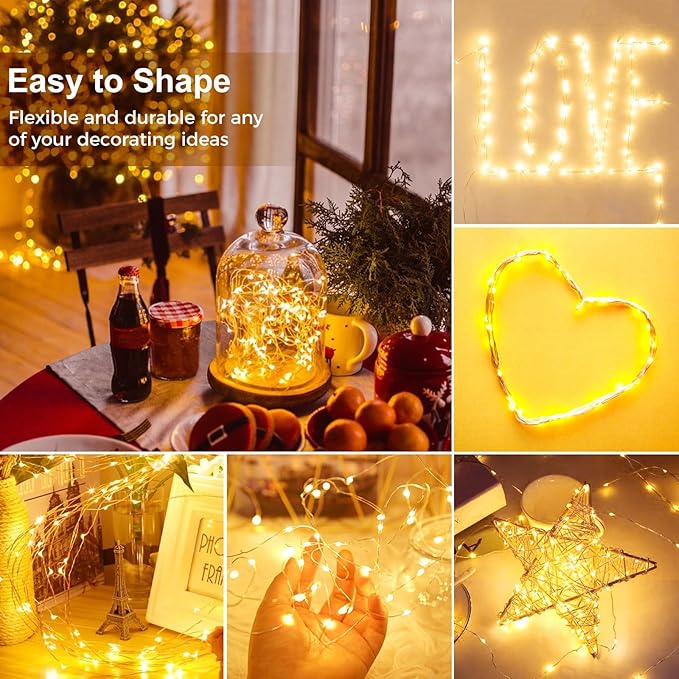 kolpop 30 Pack LED Fairy Lights Battery Operated, 7FT 20 LED Mini Twinkle String Lights Battery Powered Waterproof for Christmas Mason Jars Party (Warm White)