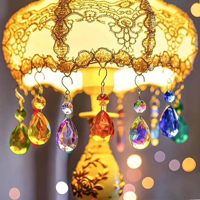 H&D HYALINE & DORA 3Inch Crystal Suncatcher Bauhinia Prisms Pendants 10Pcs Chandelier Crystals Replacement Hanging Sun Catcher Beads for DIY Arts Crafts Decor (Green)