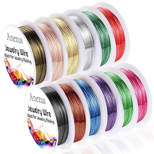 Anezus 12 Rolls Jewelry Wire Craft Wire Tarnish Resistant Beading Wire for Jewelry Making Supplies