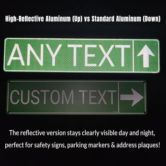 Custom Signs Outdoor Metal, Personalized Street Reflective Signs with Text Photo, 6x24 Inches, Single/Double Sided, Rust Free .040 Aluminum