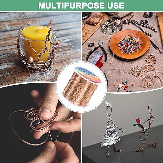 2-Rolls 0.4mm Jewelry Wire, 26 Gauge 328FT Craft Wire Copper Beading Wire for Jewelry Making/Planting/Weaving/DIY Crafting, Soft Metal Wires [100M, Copper Tone]