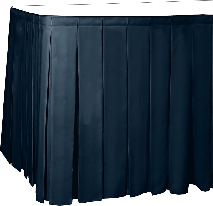 Ultimate Textile Pleat Polyester Fabric Table Skirt - Machine Washable Flame Resistant with Clips for Events, Weddings & Trade Shows, Cut & Sewn in Paterson, NJ - Wedgewood, 21' Box Pleat